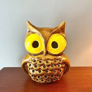 Mid Century Ceramic Owl Figurine Lamp